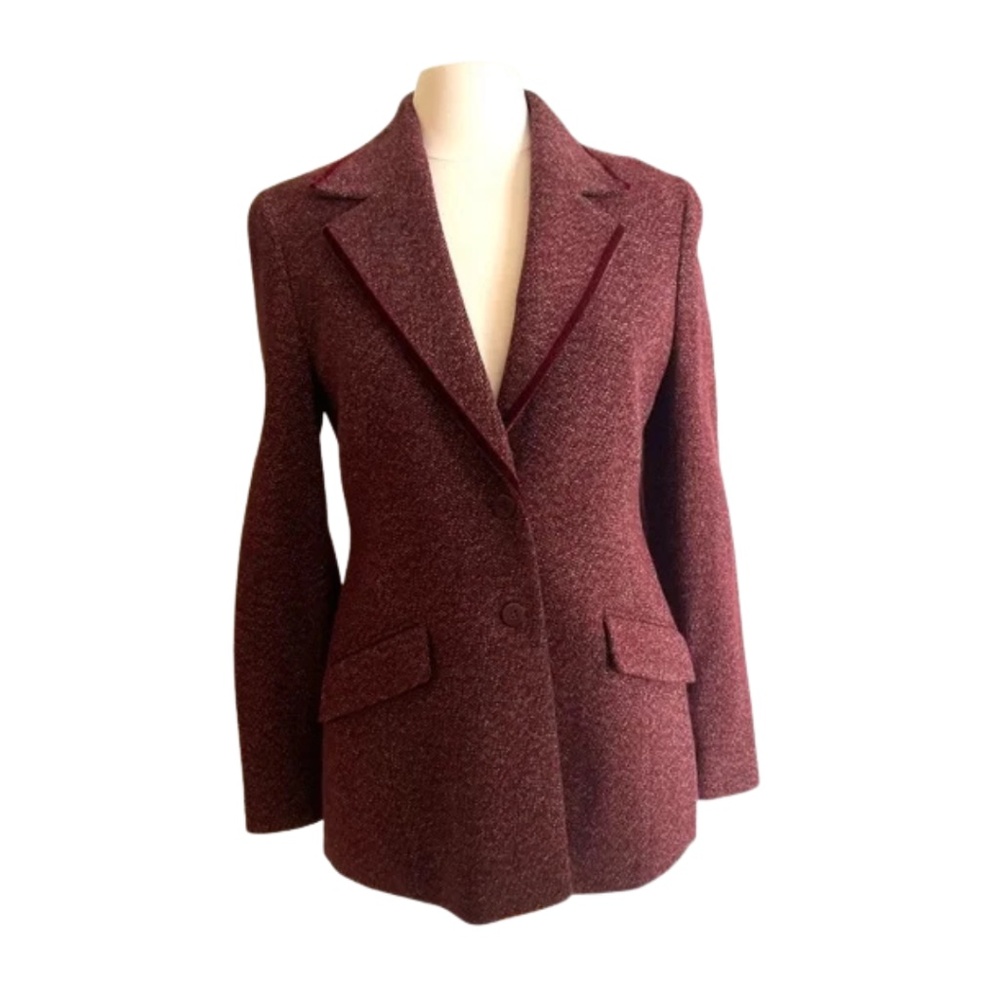 Louis Féraud Burgundy Textured Blazer | Tailored | F38 / D36